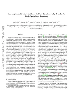 Learning Scene Structure Guidance via Cross-Task Knowledge Transfer for
  Single Depth Super-Resolution