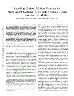 Receding Horizon Motion Planning for Multi-Agent Systems: A Velocity
  Obstacle Based Probabilistic Method