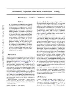 Discriminator Augmented Model-Based Reinforcement Learning