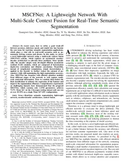 MSCFNet: A Lightweight Network With Multi-Scale Context Fusion for
  Real-Time Semantic Segmentation