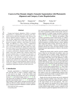 Coarse-to-Fine Domain Adaptive Semantic Segmentation with Photometric
  Alignment and Category-Center Regularization