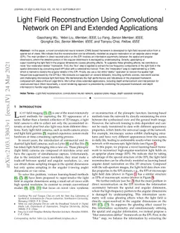 Light Field Reconstruction Using Convolutional Network on EPI and
  Extended Applications