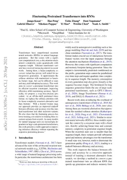 Finetuning Pretrained Transformers into RNNs