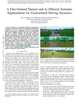 A Fine-Grained Dataset and its Efficient Semantic Segmentation for
  Unstructured Driving Scenarios