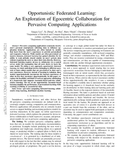 Opportunistic Federated Learning: An Exploration of Egocentric
  Collaboration for Pervasive Computing Applications