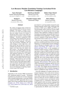 Low-Resource Machine Translation Training Curriculum Fit for
  Low-Resource Languages