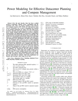 Power Modeling for Effective Datacenter Planning and Compute Management