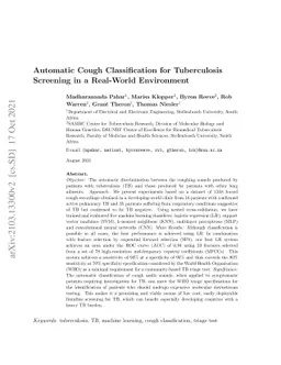 Automatic Cough Classification for Tuberculosis Screening in a
  Real-World Environment