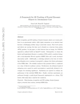 A Framework for 3D Tracking of Frontal Dynamic Objects in Autonomous
  Cars