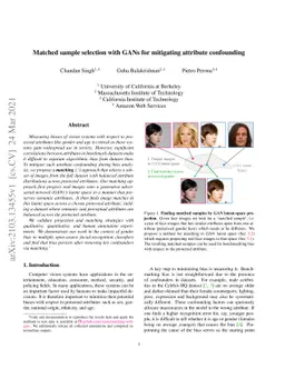 Matched sample selection with GANs for mitigating attribute confounding