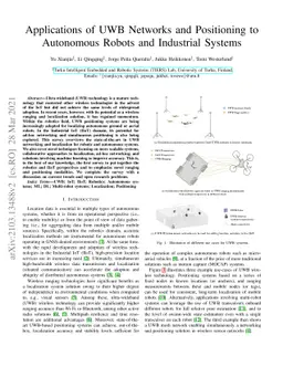 Applications of UWB Networks and Positioning to Autonomous Robots and
  Industrial Systems