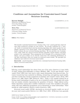 Conditions and Assumptions for Constraint-based Causal Structure
  Learning