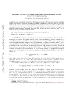 Analysis of Truncated Orthogonal Iteration for Sparse Eigenvector
  Problems
