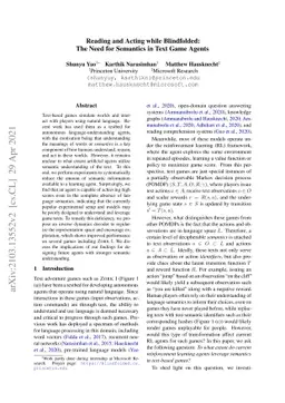 Reading and Acting while Blindfolded: The Need for Semantics in Text
  Game Agents