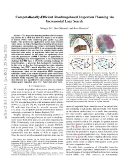 Computationally-Efficient Roadmap-based Inspection Planning via
  Incremental Lazy Search