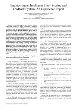 Engineering an Intelligent Essay Scoring and Feedback System: An
  Experience Report