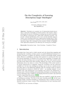On the Complexity of Learning Description Logic Ontologies