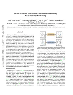 Vectorization and Rasterization: Self-Supervised Learning for Sketch and
  Handwriting