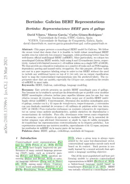 Bertinho: Galician BERT Representations