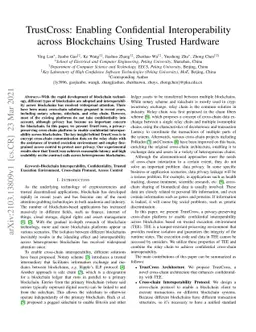 TrustCross: Enabling Confidential Interoperability across Blockchains
  Using Trusted Hardware