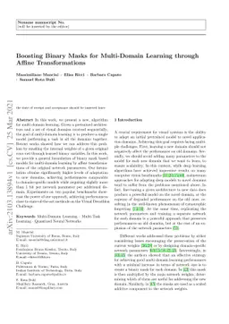 Boosting Binary Masks for Multi-Domain Learning through Affine
  Transformations