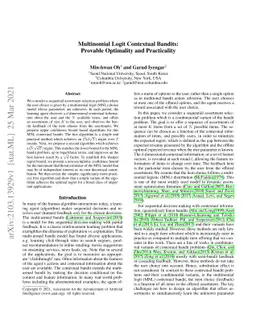 Multinomial Logit Contextual Bandits: Provable Optimality and
  Practicality