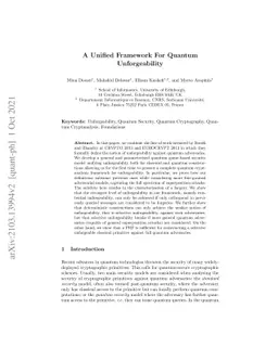 A Unified Framework For Quantum Unforgeability