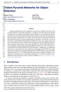 Trident Pyramid Networks: The importance of processing at the feature
  pyramid level for better object detection