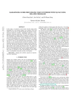 KaraSinger: Score-Free Singing Voice Synthesis with VQ-VAE using
  Mel-spectrograms
