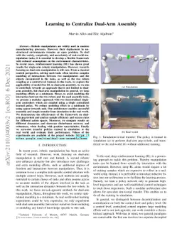 Learning to Centralize Dual-Arm Assembly