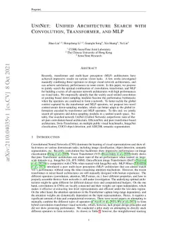UniNet: Unified Architecture Search with Convolution, Transformer, and
  MLP
