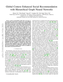 Global Context Enhanced Social Recommendation with Hierarchical Graph
  Neural Networks