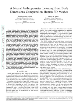A Neural Anthropometer Learning from Body Dimensions Computed on Human
  3D Meshes