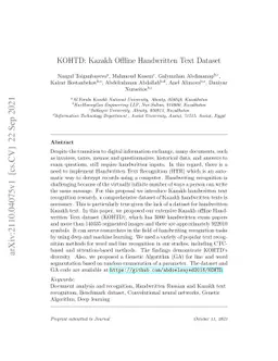 KOHTD: Kazakh Offline Handwritten Text Dataset
