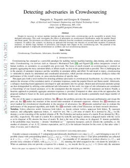 Detecting adversaries in Crowdsourcing