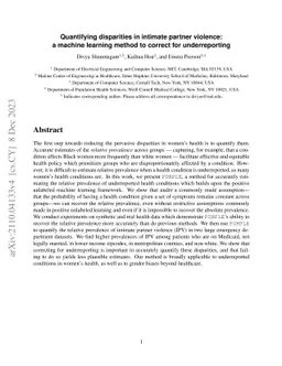 Quantifying disparities in intimate partner violence: a machine learning
  method to correct for underreporting