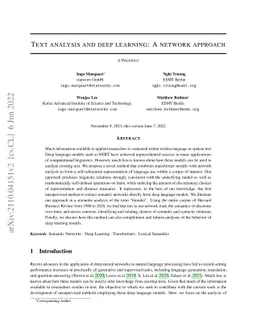 Text analysis and deep learning: A network approach