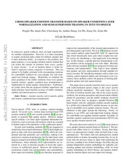 Cross-speaker Emotion Transfer Based on Speaker Condition Layer
  Normalization and Semi-Supervised Training in Text-To-Speech
