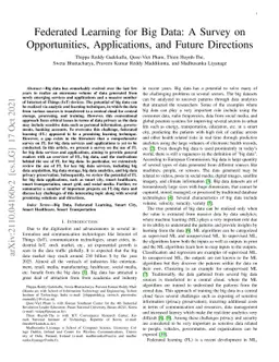 Federated Learning for Big Data: A Survey on Opportunities, Applications, and Future Directions