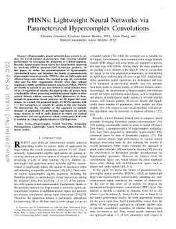 PHNNs: Lightweight Neural Networks via Parameterized Hypercomplex
  Convolutions