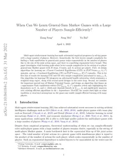 When Can We Learn General-Sum Markov Games with a Large Number of
  Players Sample-Efficiently?