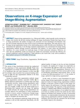 Observations on K-image Expansion of Image-Mixing Augmentation for
  Classification