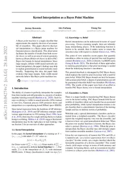 Kernel Interpolation as a Bayes Point Machine