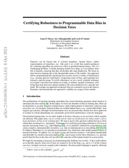 Certifying Robustness to Programmable Data Bias in Decision Trees