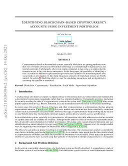 Identifying blockchain-based cryptocurrency accounts using investment
  portfolios
