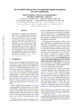 The Eval4NLP Shared Task on Explainable Quality Estimation: Overview and
  Results