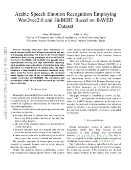 Arabic Speech Emotion Recognition Employing Wav2vec2.0 and HuBERT Based
  on BAVED Dataset
