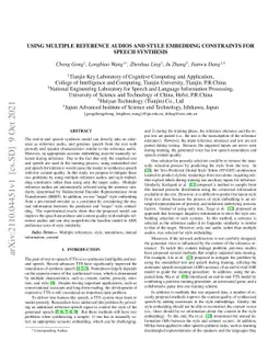 Using multiple reference audios and style embedding constraints for
  speech synthesis