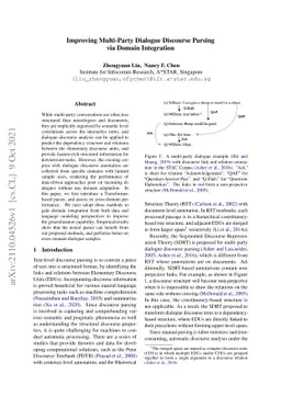 Improving Multi-Party Dialogue Discourse Parsing via Domain Integration