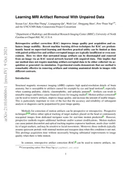 Learning MRI Artifact Removal With Unpaired Data